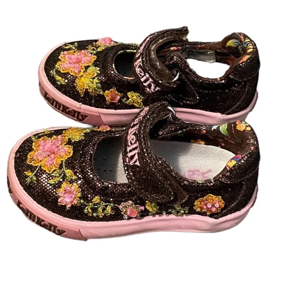 Lelli Kelly Brown‎ Sequin Mary Jane Italian Shoes Size 4 US 20 EU